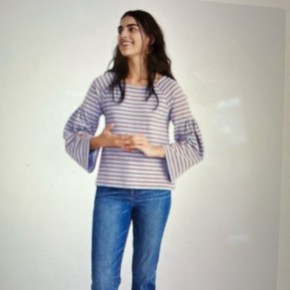 Madewell Shirred sleeve Sailor Top size Medium - Picture 1 of 6
